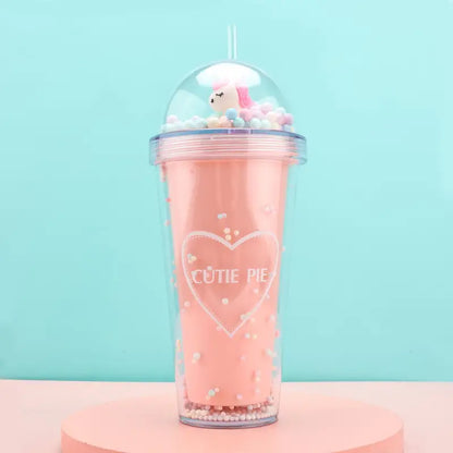 Cute 380ml Insulated Tumbler with Straw