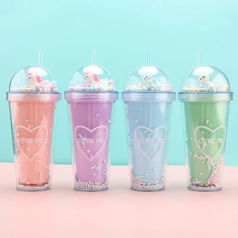Cute 380ml Insulated Tumbler with Straw
