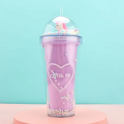 Cute 380ml Insulated Tumbler with Straw